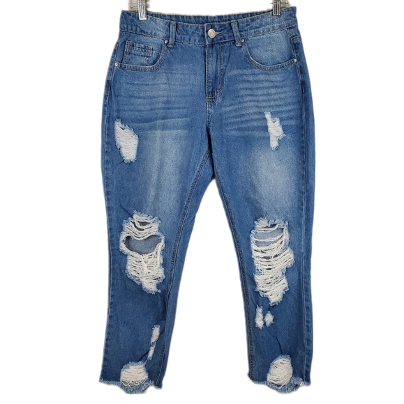 Rue21 High Rise Ankle Straight Leg Denim Jeans Size 8 Cotton Distressed Womens - Picture 1 of 7